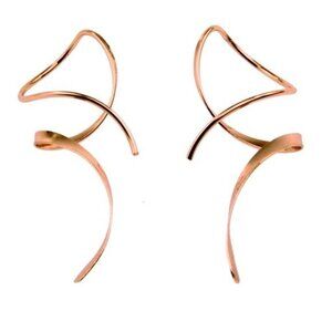 14K rose gold pair Earrings for Women Spiral threader earrings
